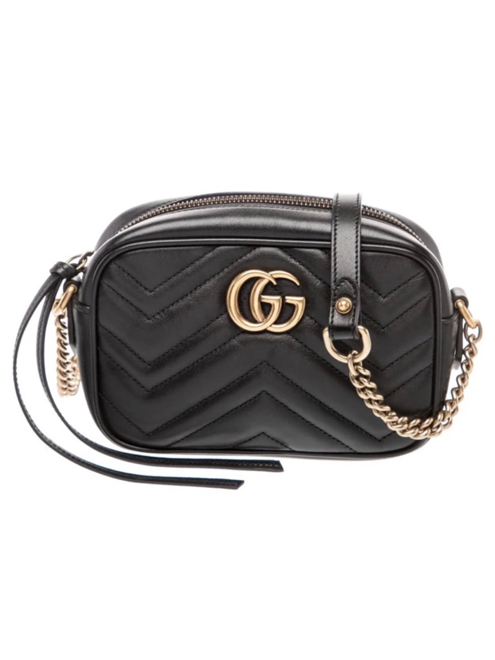 Gucci Black Quilted Leather Crossbody with Gold GG Hardware